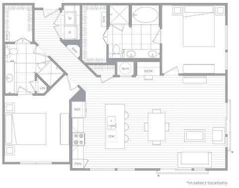 Lake Boone 2BR floor plan